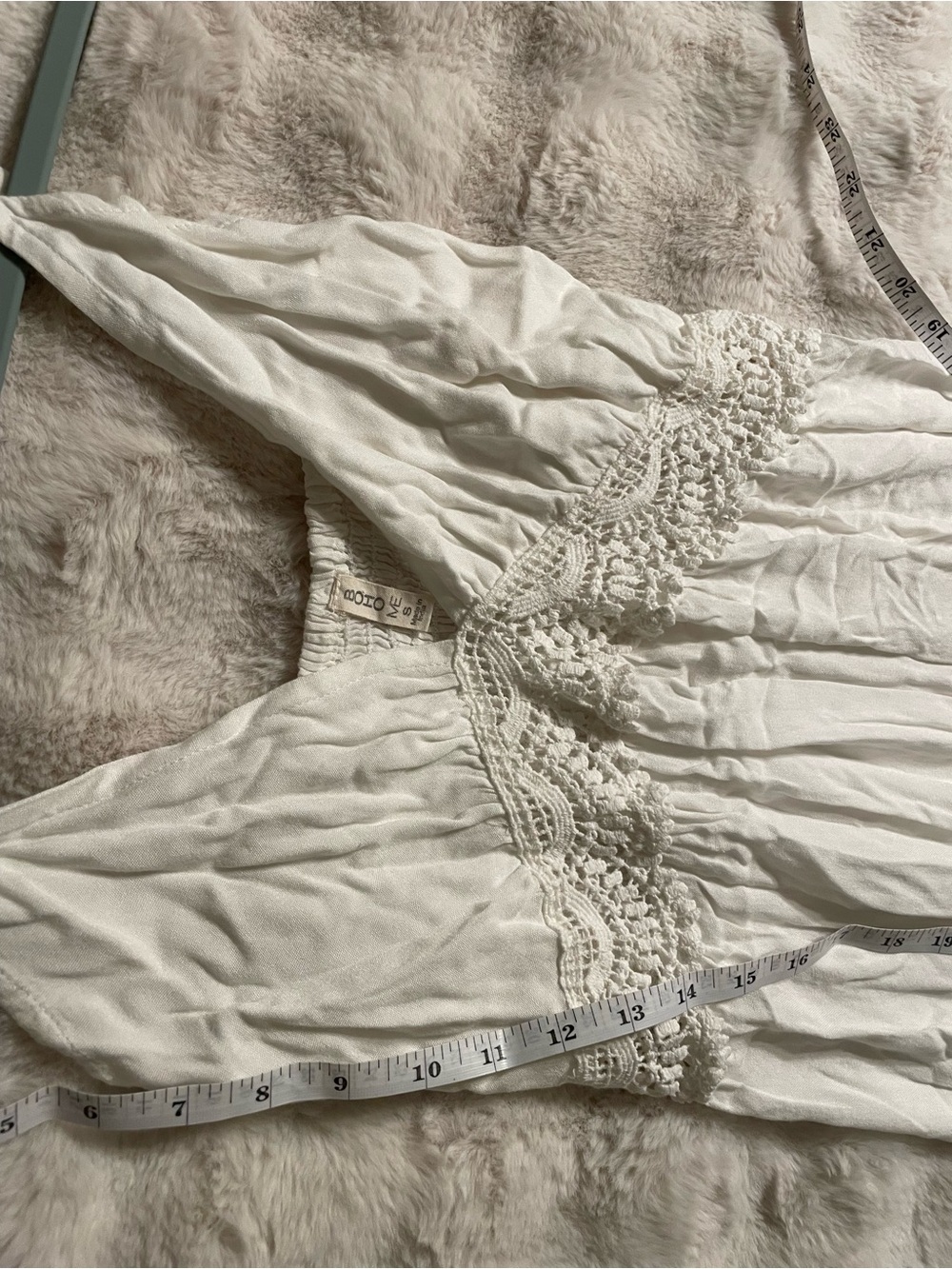 Bohemian Cream Crochet-Trim Maxi Dress with V-Neck - Picture 12 of 13